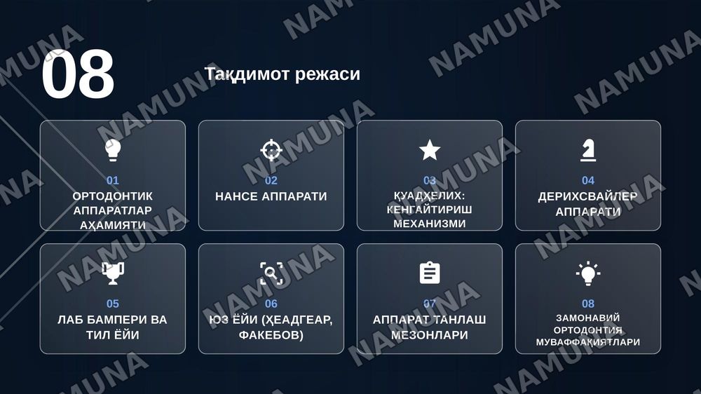 Нансе аппарати. Гошгариан буйича танглай бюгели.QuadHelix, Дерихсвайлер аппарати.Норда аппарати. Лаб бампери, тил ёйи .юз ёйи ( Headgear ,Facebow) — zamonaviy taqdimot, 2-slayd