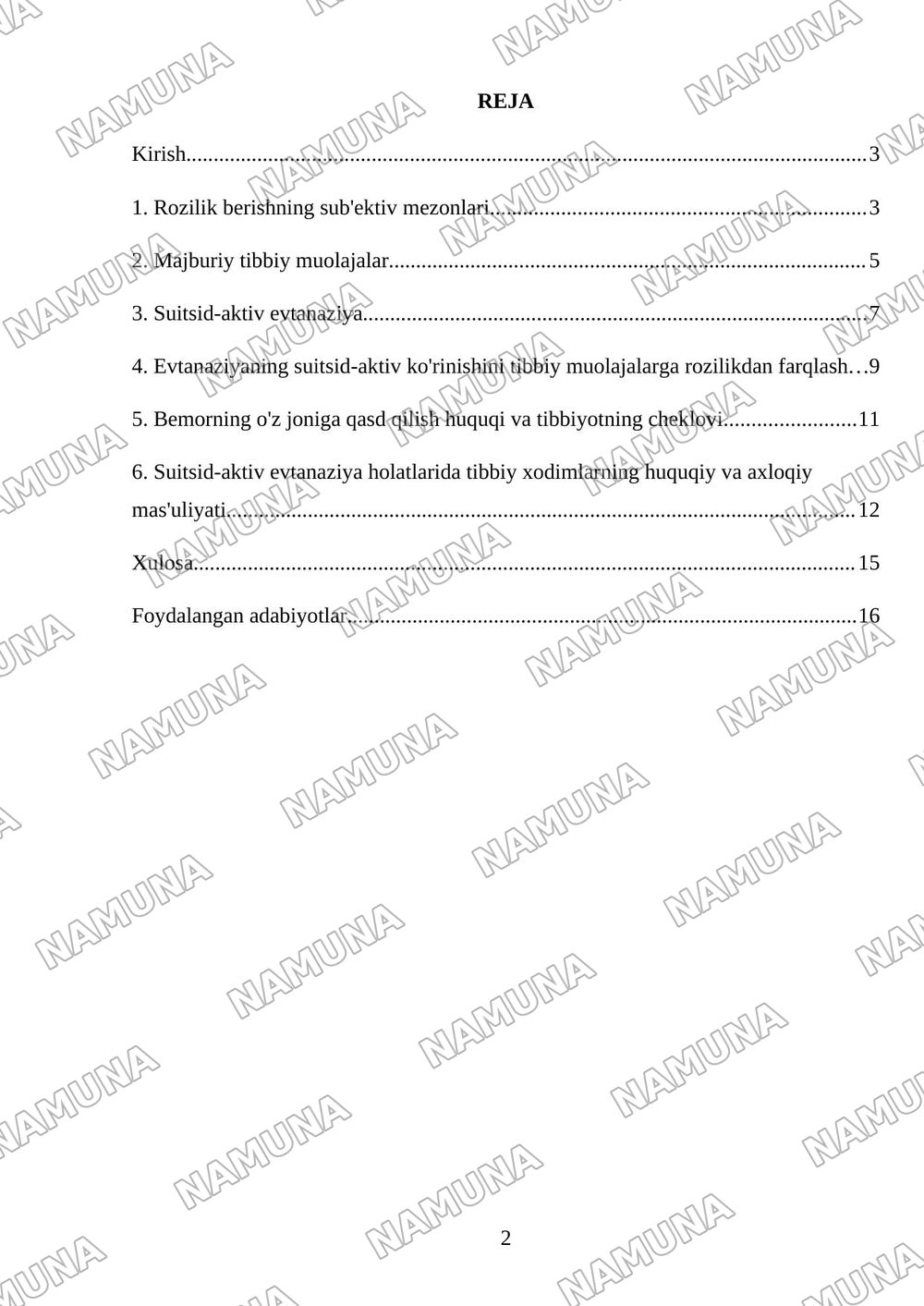 Tibbiy muolajalarga rozilik masalasi tahlil qilish, suitsid-aktiv evtanaziyaning koʻrinishi sifatida bilish — mustaqil ish, 2-varaq