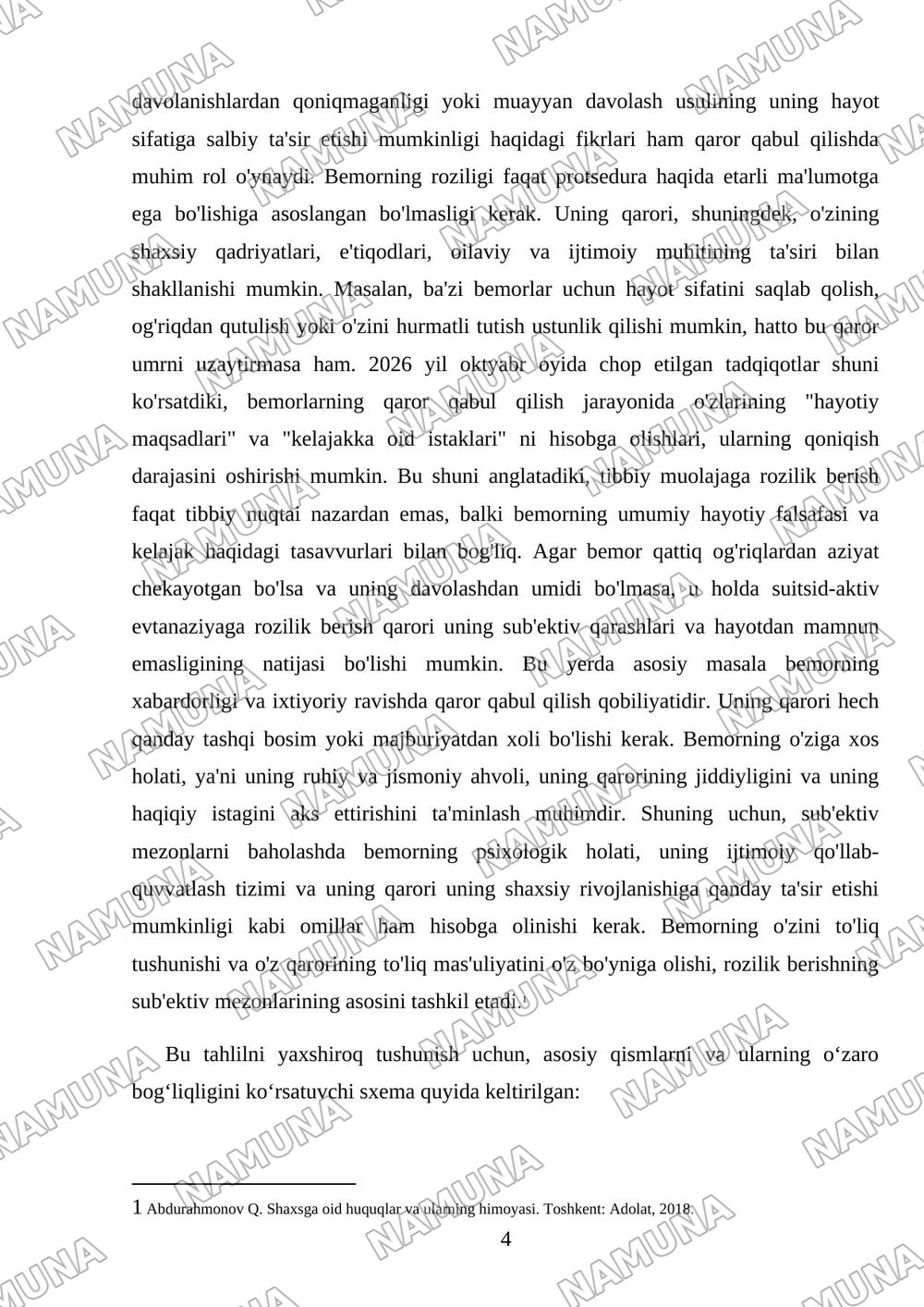 Tibbiy muolajalarga rozilik masalasi tahlil qilish, suitsid-aktiv evtanaziyaning koʻrinishi sifatida bilish — mustaqil ish, 4-varaq
