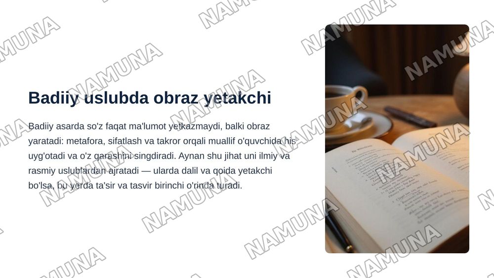 Nutq uslublari va ularning o'ziga xos xususiyatlari — zamonaviy taqdimot, 8-slayd