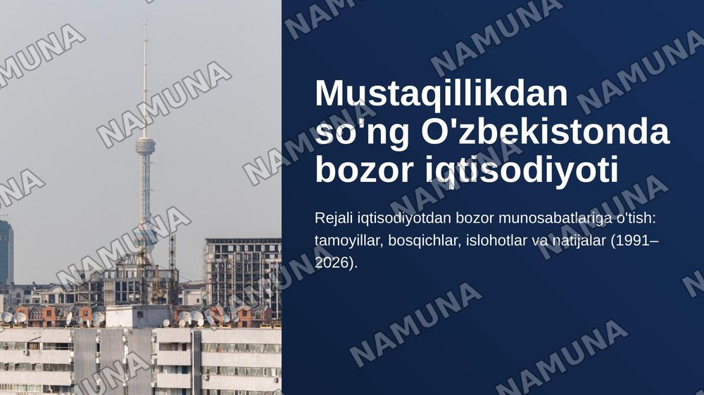 Mustaqillikdan soʻng oʻzbekistonda bozor iqtisodiyoti. — zamonaviy taqdimot, 1-slayd