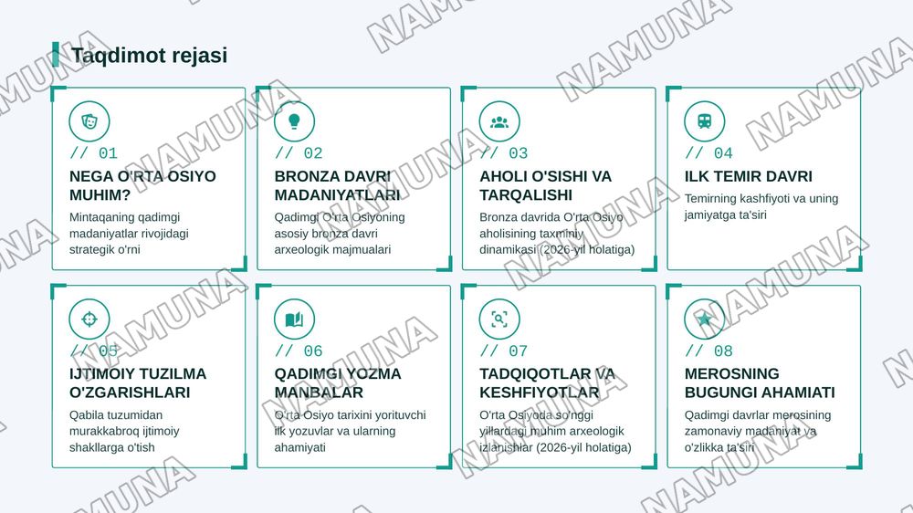 Enolit bronza va ilk temir davri Oʻrta Osiyo — zamonaviy taqdimot, 2-slayd
