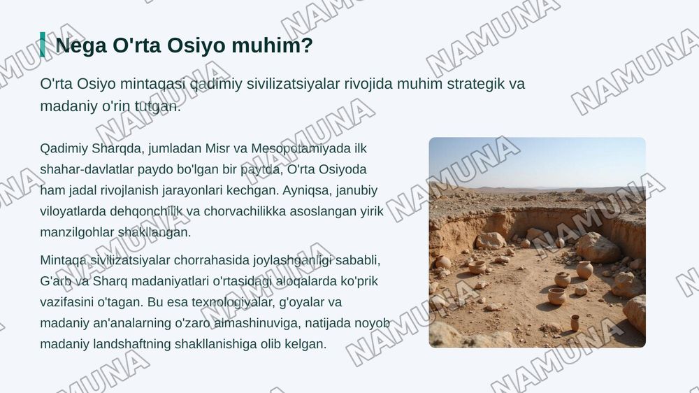 Enolit bronza va ilk temir davri Oʻrta Osiyo — zamonaviy taqdimot, 3-slayd