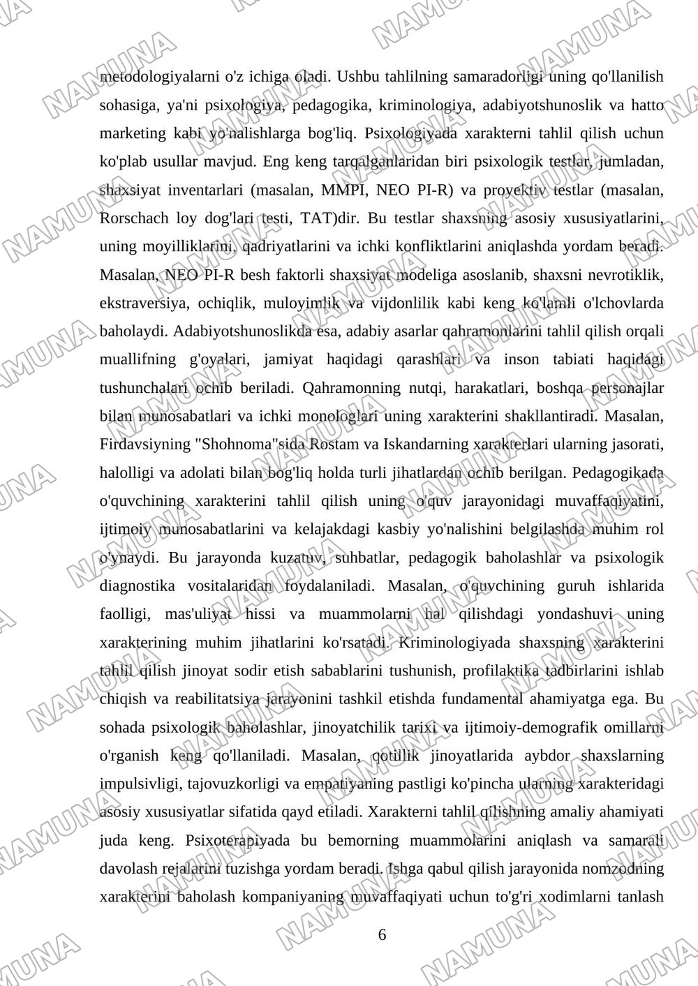 Xaraktrer haqida tushincha — mustaqil ish, 6-varaq