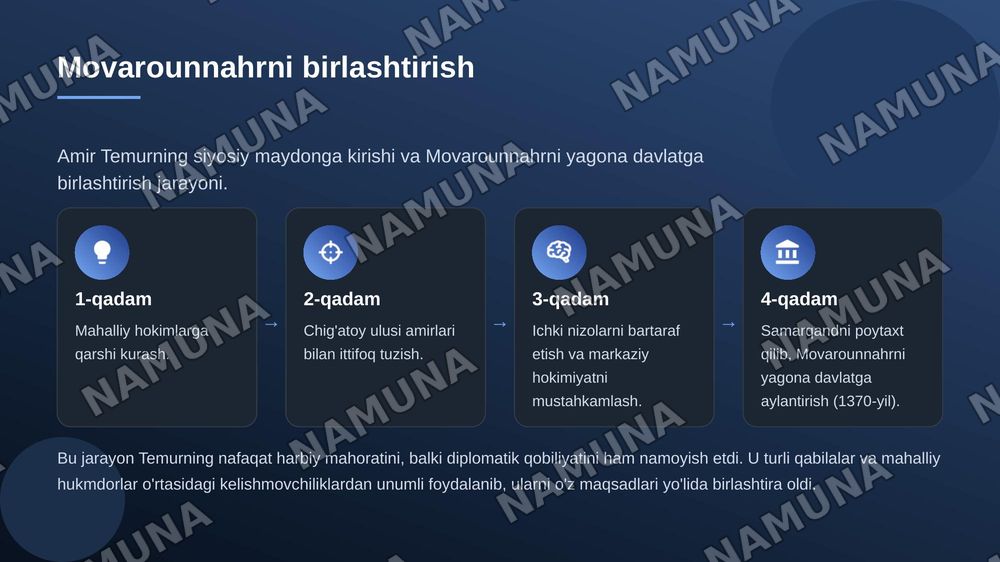 Amir Temur-buyuk davlat arbobi va mohir sarkarda. — zamonaviy taqdimot, 5-slayd