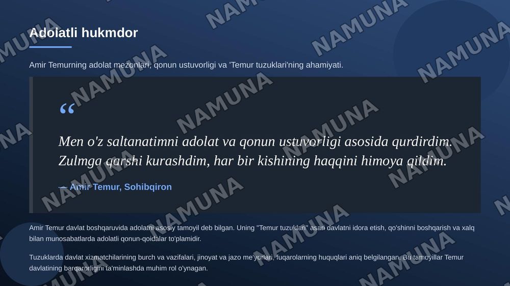 Amir Temur-buyuk davlat arbobi va mohir sarkarda. — zamonaviy taqdimot, 8-slayd