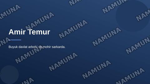 Amir Temur-buyuk davlat arbobi va mohir sarkarda. — zamonaviy taqdimot