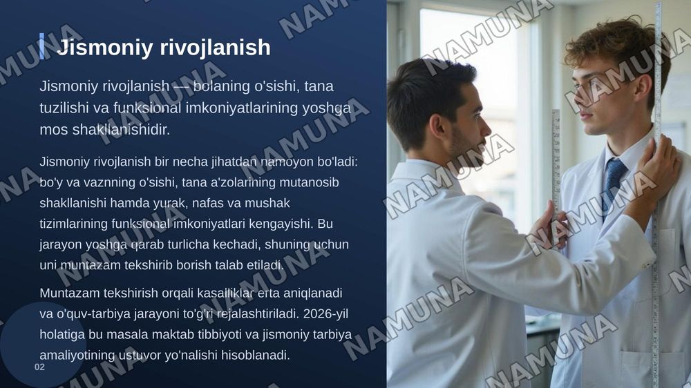 Bolalar va o‘smirlarni jismoniy rivojlanish ko‘rsatkichlarini tekshirish va baholash usullari. — zamonaviy taqdimot, 3-slayd