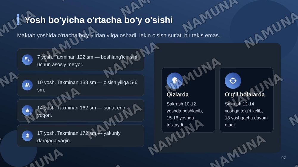 Bolalar va o‘smirlarni jismoniy rivojlanish ko‘rsatkichlarini tekshirish va baholash usullari. — zamonaviy taqdimot, 8-slayd