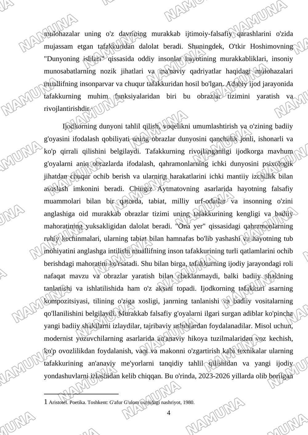 Hayot va adabiyot — mustaqil ish, 4-varaq