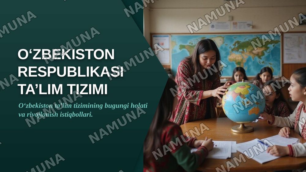 O‘zbekiston Respublikasi ta’lim tizimi — zamonaviy taqdimot, 1-slayd