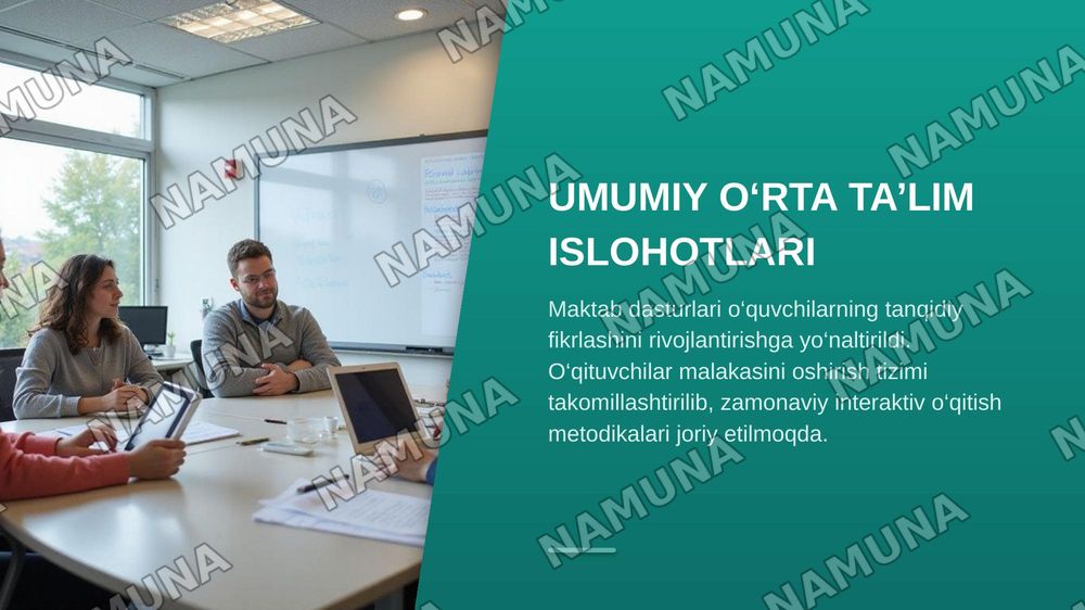 O‘zbekiston Respublikasi ta’lim tizimi — zamonaviy taqdimot, 7-slayd