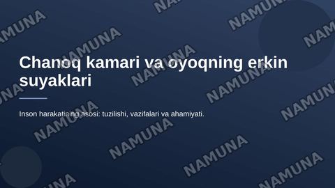 Chanoq kamari va oyoqning erkin suyaklari — zamonaviy taqdimot