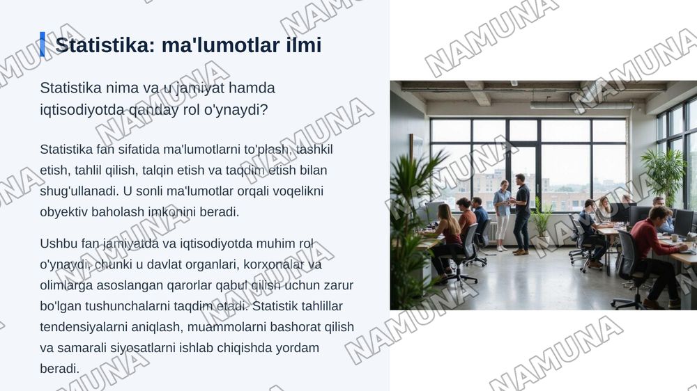 Statistik jamlash va guruhlash — zamonaviy taqdimot, 3-slayd