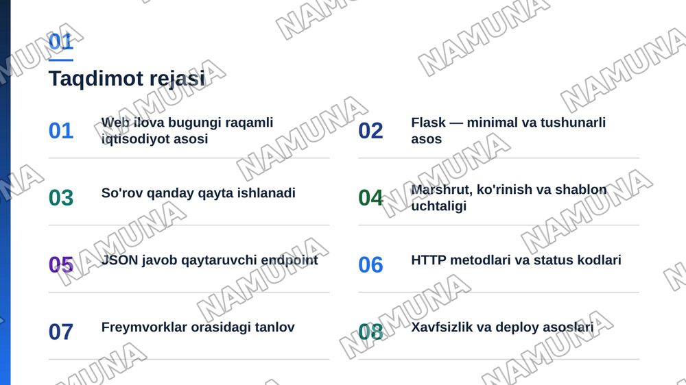Pythonda sodda Web ilova va Web API yaratish — zamonaviy taqdimot, 2-slayd