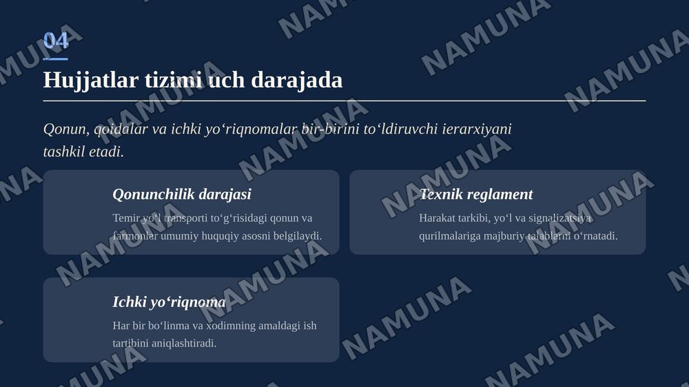 Poyezdlar harakat xavfsizligini ta’minlashda asosiy me’yoriy hujjatlar — zamonaviy taqdimot, 5-slayd