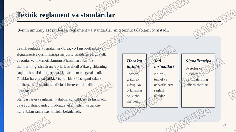 Poyezdlar harakat xavfsizligini ta’minlashda asosiy me’yoriy hujjatlar — zamonaviy taqdimot, 7-slayd