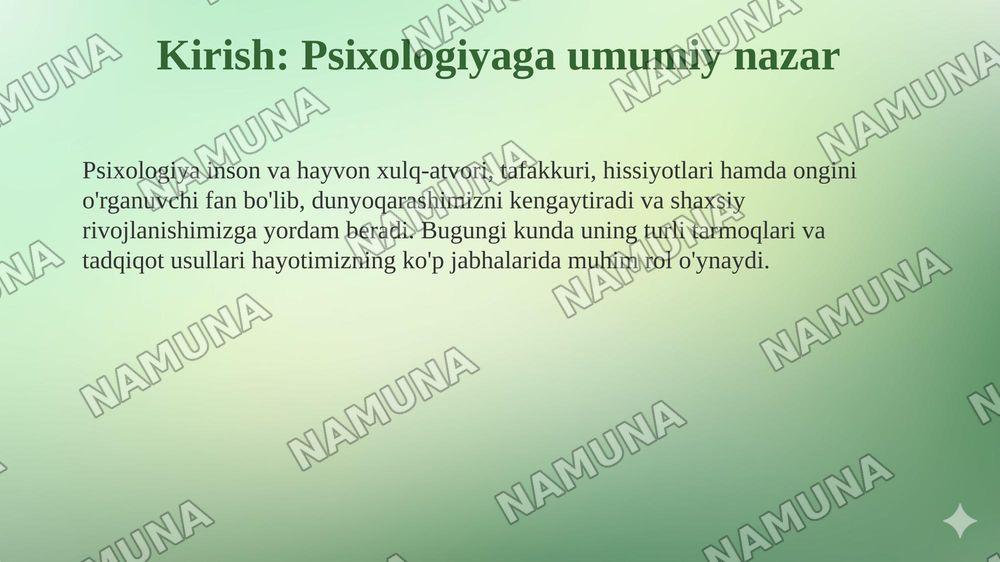 Psixologiya fanining tarmoqlari va tadqiqot metodlari. — taqdimot, 3-slayd