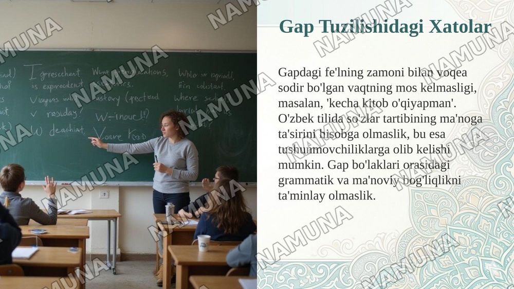 MAVZU: NUTQNING GRAMMATIK TO'G'RILIGINI NAZORAT QILISH USULLARI — taqdimot, 5-slayd