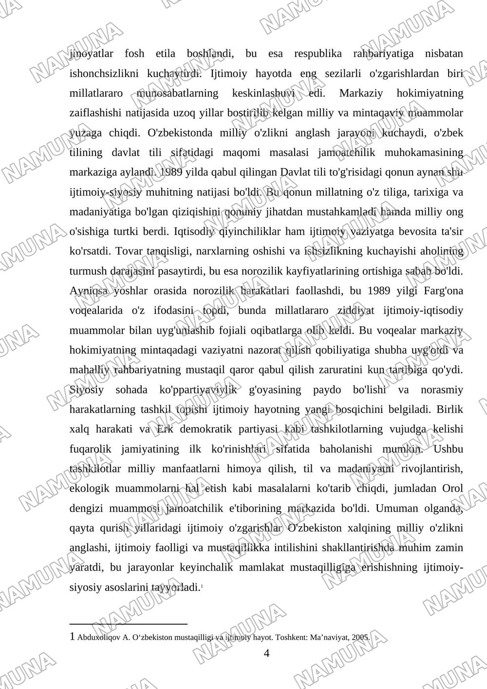 Qayta qurish yillarda ijtimoiy va siyosiy vaziyat — referat, 4-varaq