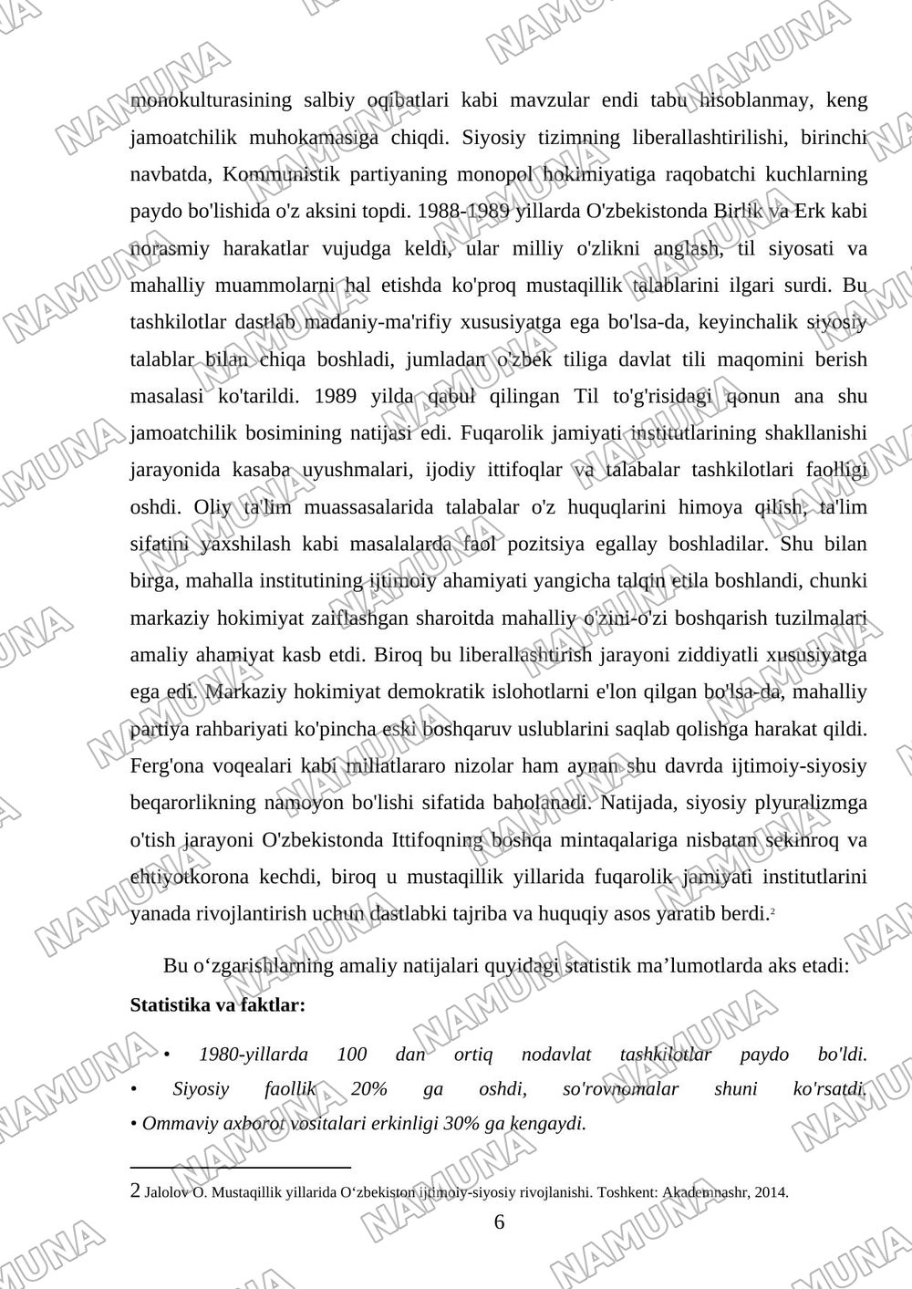 Qayta qurish yillarda ijtimoiy va siyosiy vaziyat — referat, 6-varaq