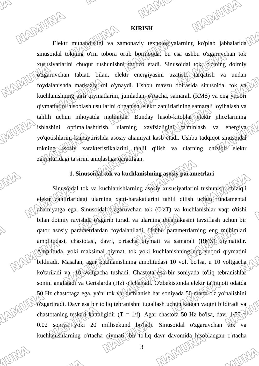 Sinusoidal tok chiziqli elektir zanjir tok va kuchlanishlarning xar xil qiymatlarini xisoblash — mustaqil ish, 3-varaq