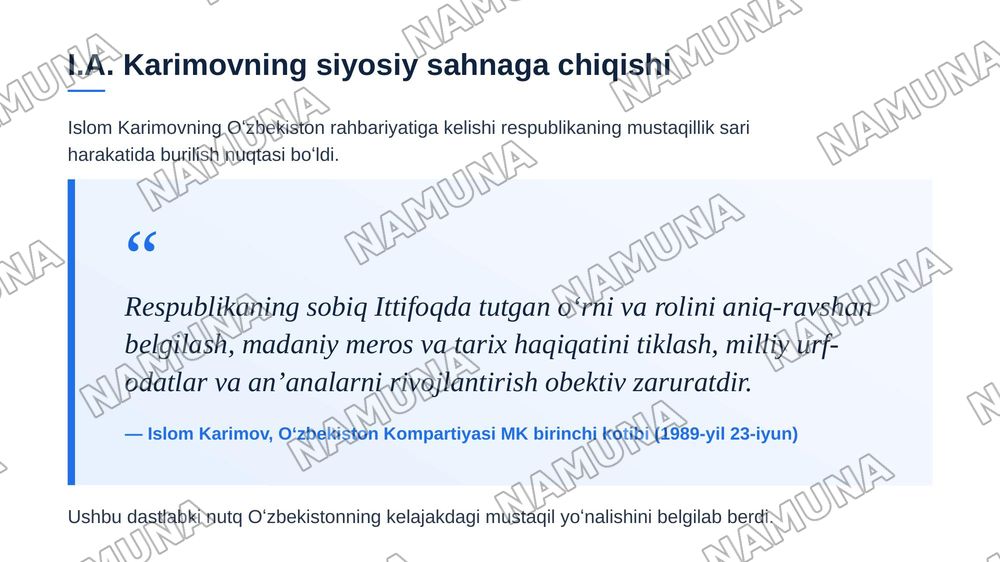 Oʻzbekiston mustaqillikka erishish arafasida — zamonaviy taqdimot, 8-slayd