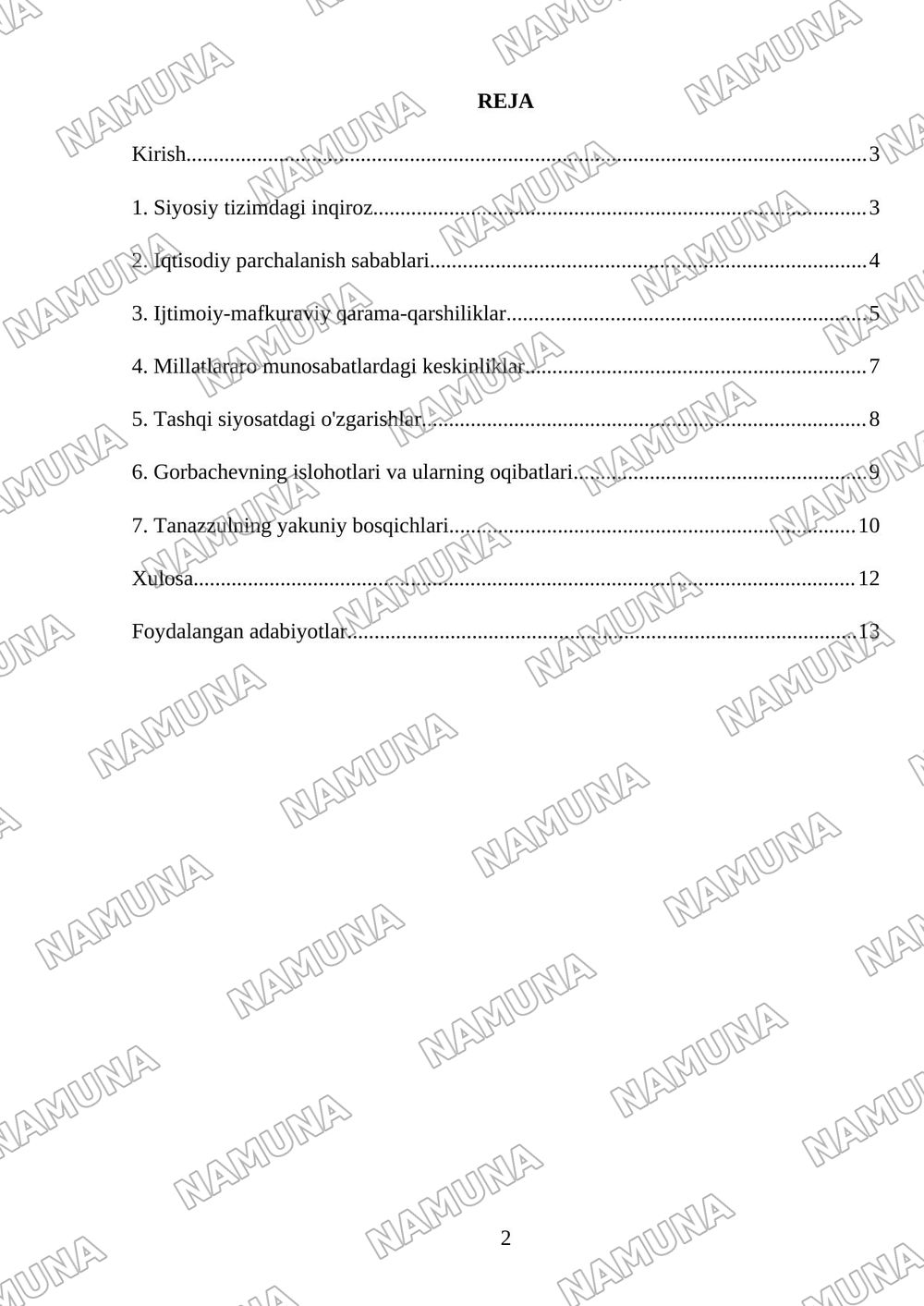 Sovet davlatining tanazzulga yuz tutishi — mustaqil ish, 2-varaq