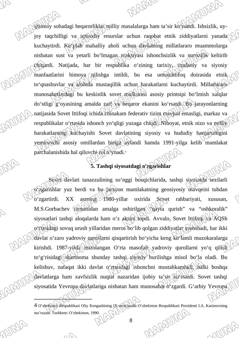 Sovet davlatining tanazzulga yuz tutishi — mustaqil ish, 8-varaq