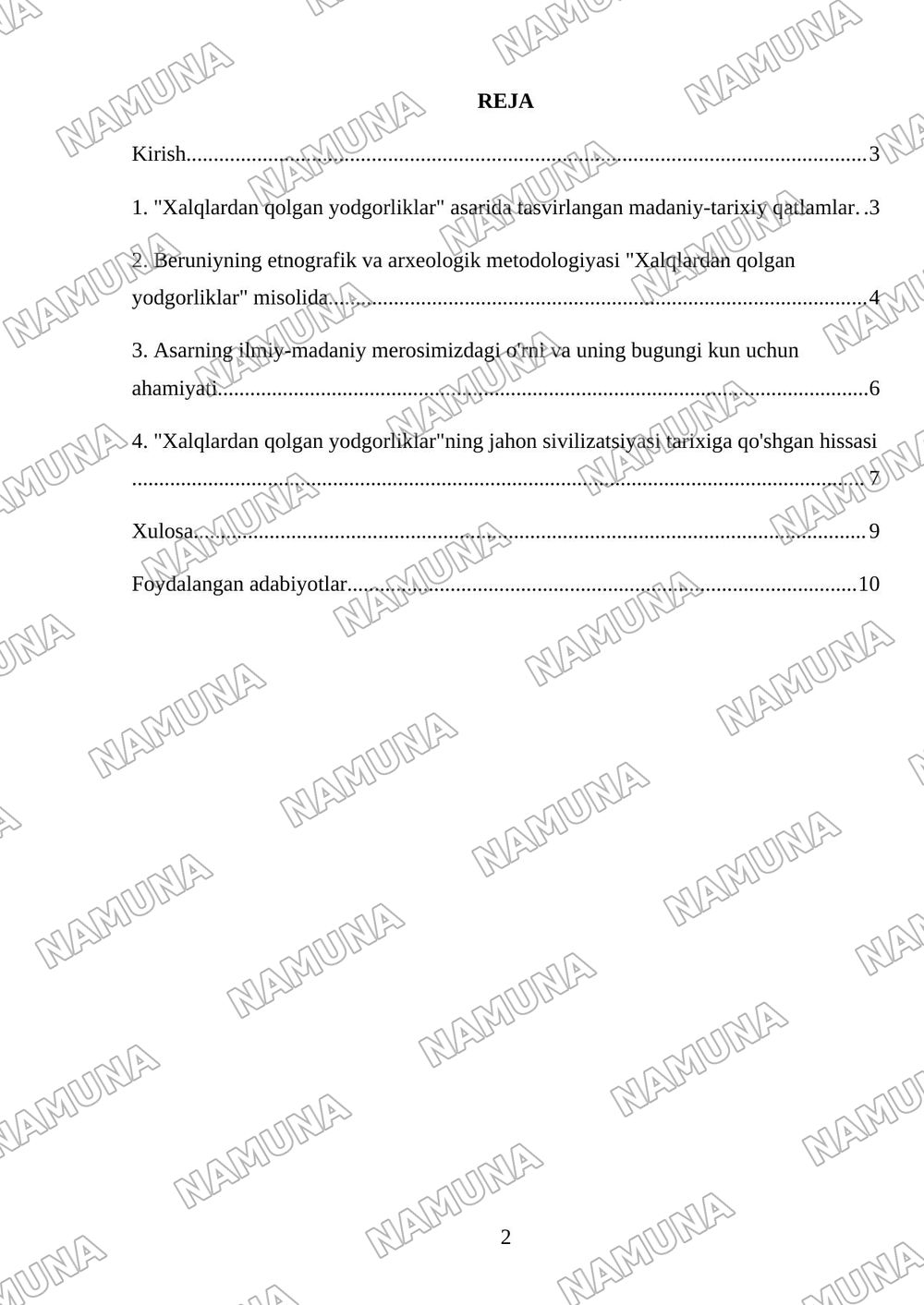ABU RAYHON BERUNIYning ,, xalqlardan qolgan yodgorliklar,, — mustaqil ish, 2-varaq