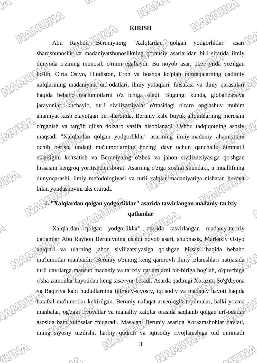 ABU RAYHON BERUNIYning ,, xalqlardan qolgan yodgorliklar,, — mustaqil ish, 3-varaq