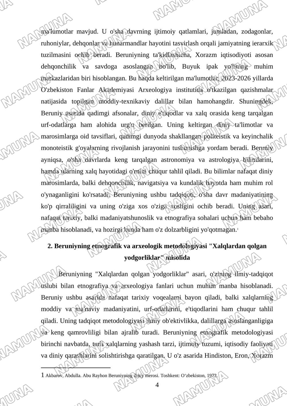 ABU RAYHON BERUNIYning ,, xalqlardan qolgan yodgorliklar,, — mustaqil ish, 4-varaq