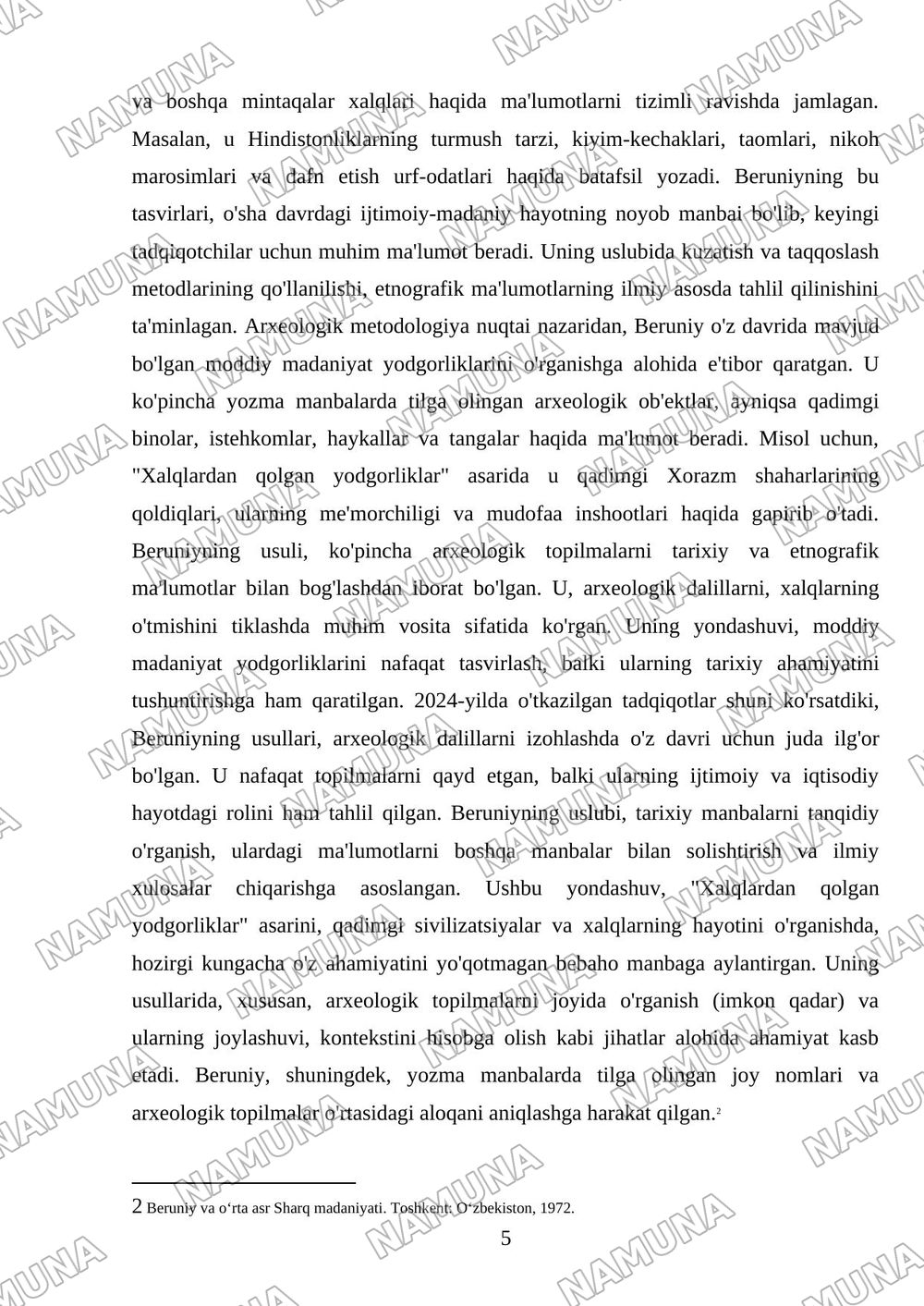 ABU RAYHON BERUNIYning ,, xalqlardan qolgan yodgorliklar,, — mustaqil ish, 5-varaq