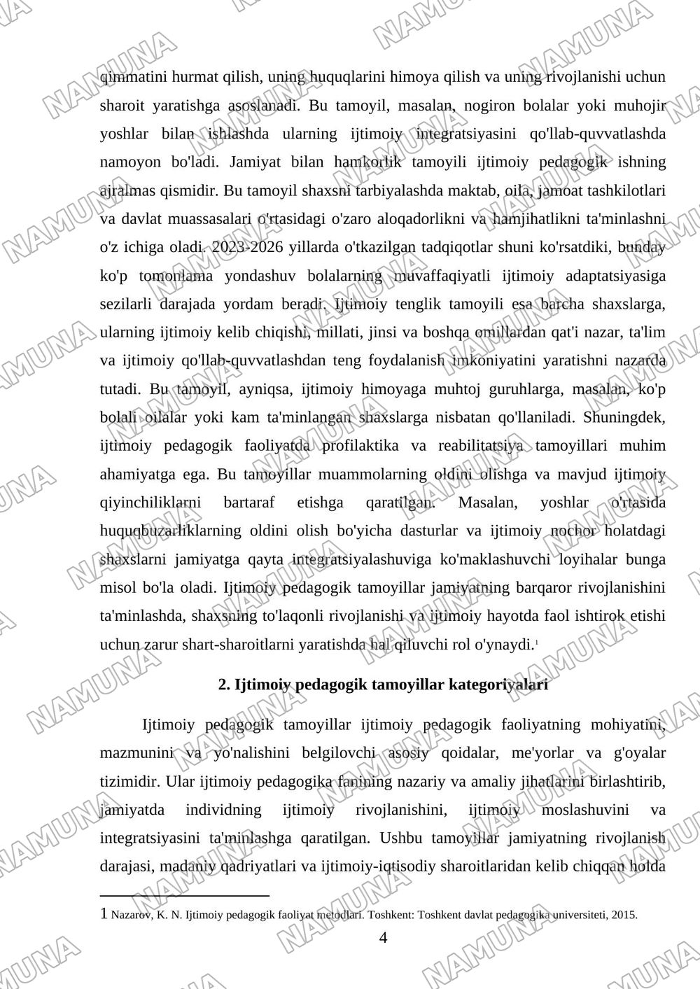 Ijtimoiy pedagogik tamoyillar kategoriyalar ijtimoiy pedagogik tadqiqot metodlari — referat, 4-varaq