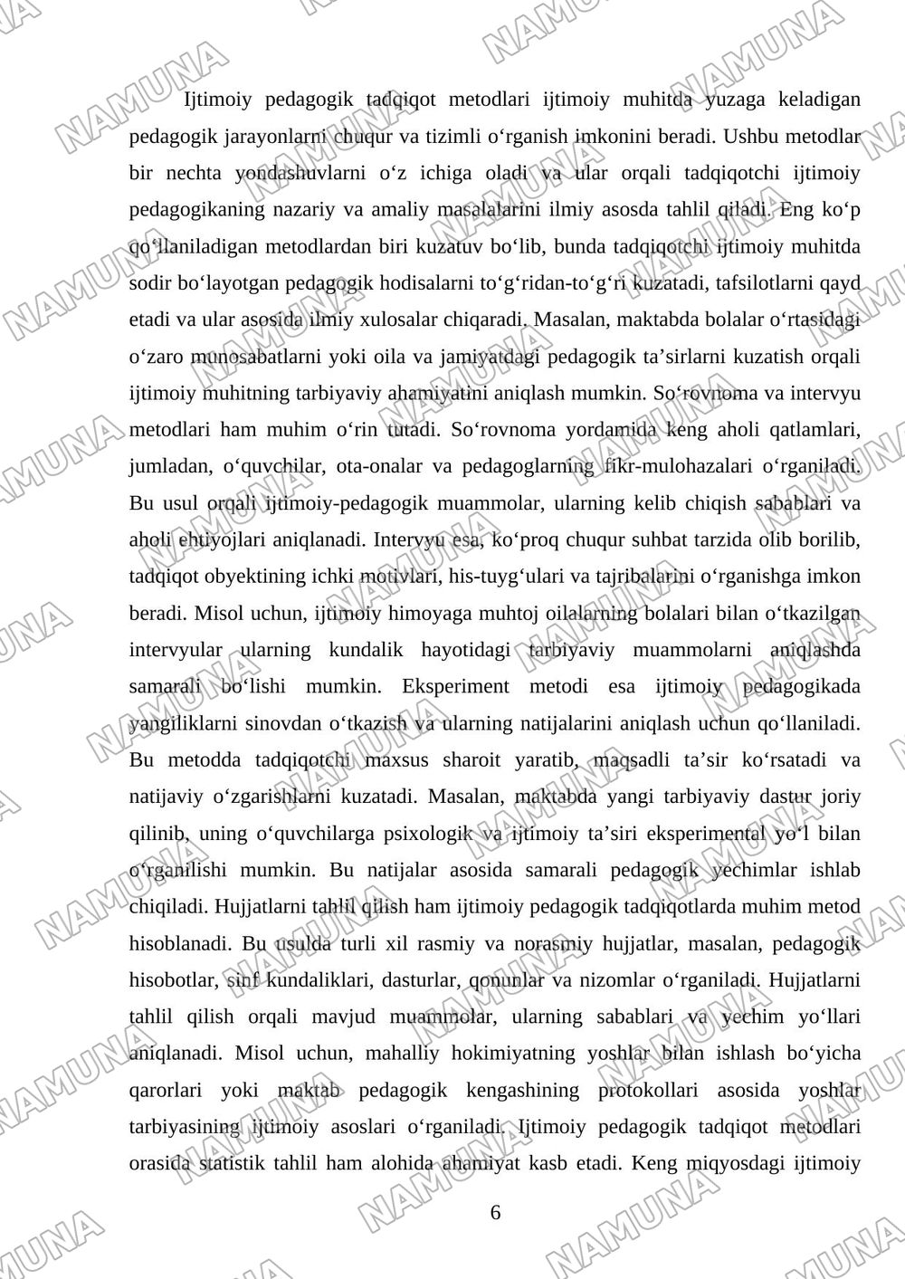 Ijtimoiy pedagogik tamoyillar kategoriyalar ijtimoiy pedagogik tadqiqot metodlari — referat, 6-varaq