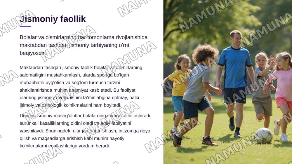 Sinfdan va maktabdan tashqari olib boriladigan jismoniy tarbiya tizimi. — zamonaviy taqdimot, 3-slayd