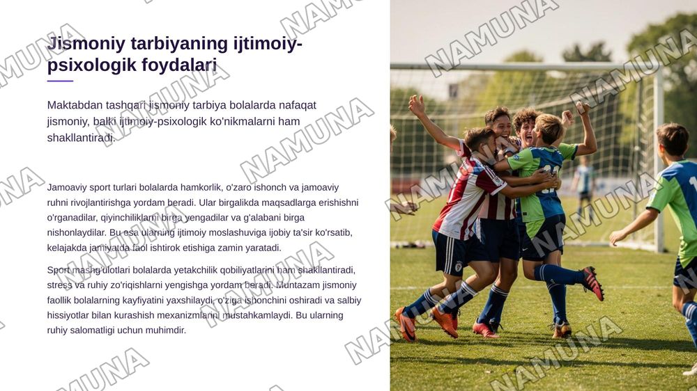 Sinfdan va maktabdan tashqari olib boriladigan jismoniy tarbiya tizimi. — zamonaviy taqdimot, 8-slayd
