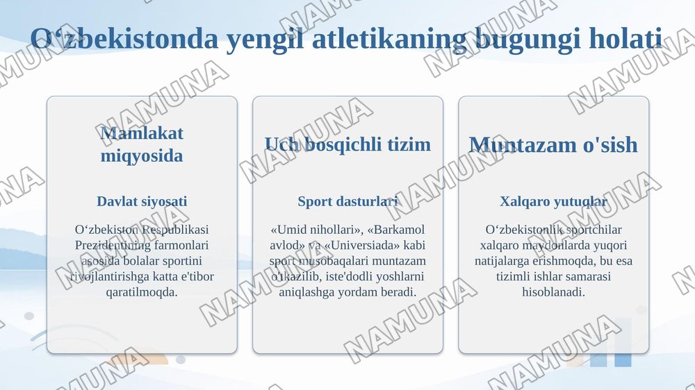 Oʻzbekiston hududida yengil atletikaning rivojlanishi — taqdimot, 7-slayd