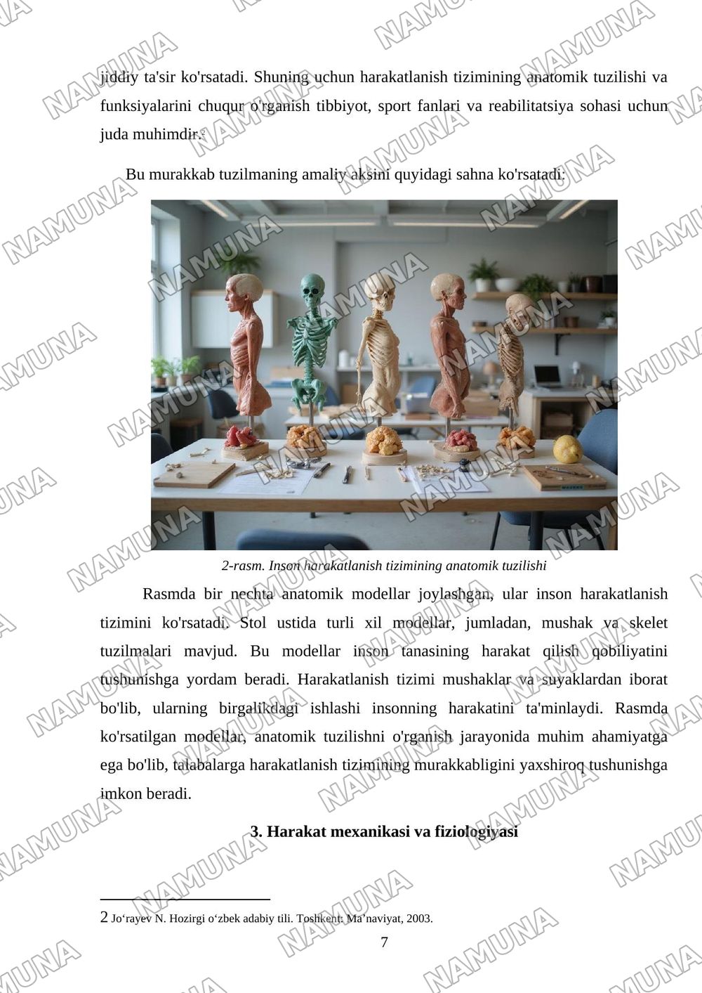 Inson harakatlanish tizimi — mustaqil ish, 7-varaq