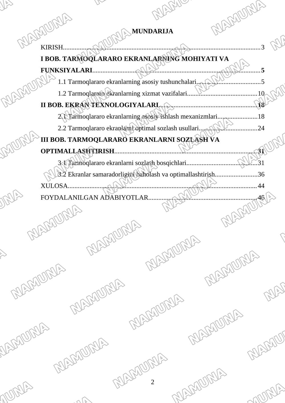 Tarmoqlararo ekranlarning ishlash tamoyillari va ularni sozlash. — kurs ishi, 2-varaq