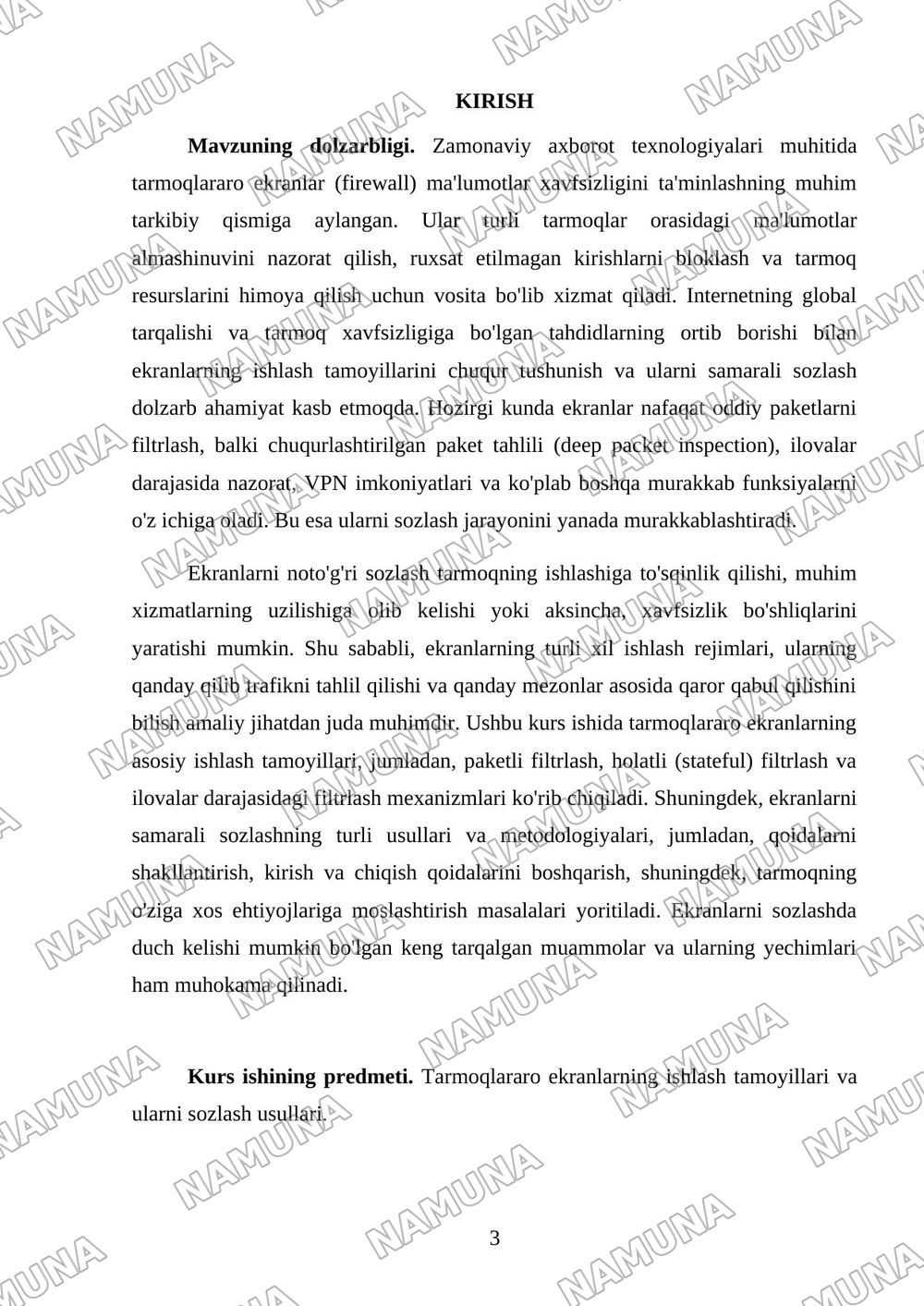 Tarmoqlararo ekranlarning ishlash tamoyillari va ularni sozlash. — kurs ishi, 3-varaq