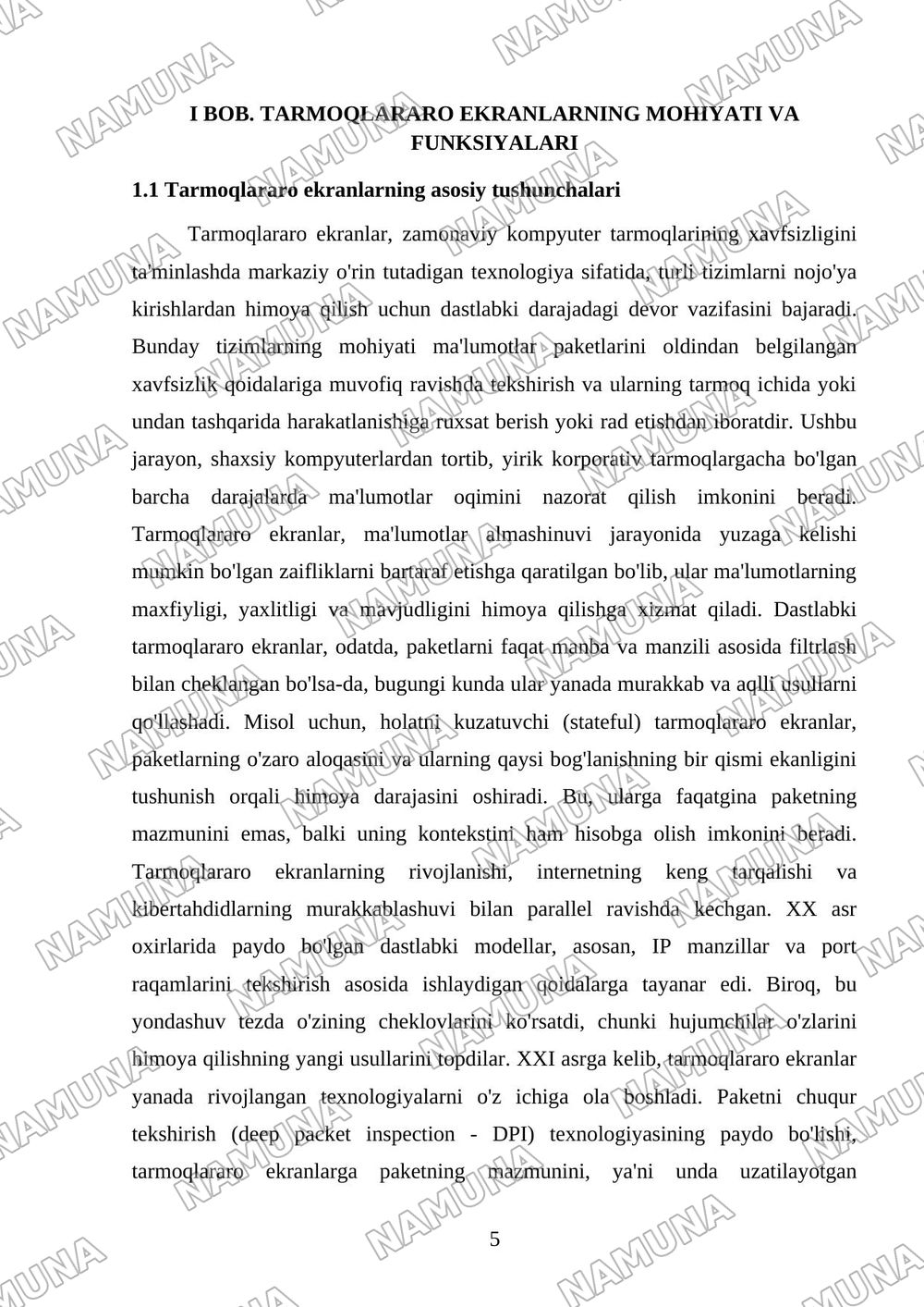 Tarmoqlararo ekranlarning ishlash tamoyillari va ularni sozlash. — kurs ishi, 5-varaq