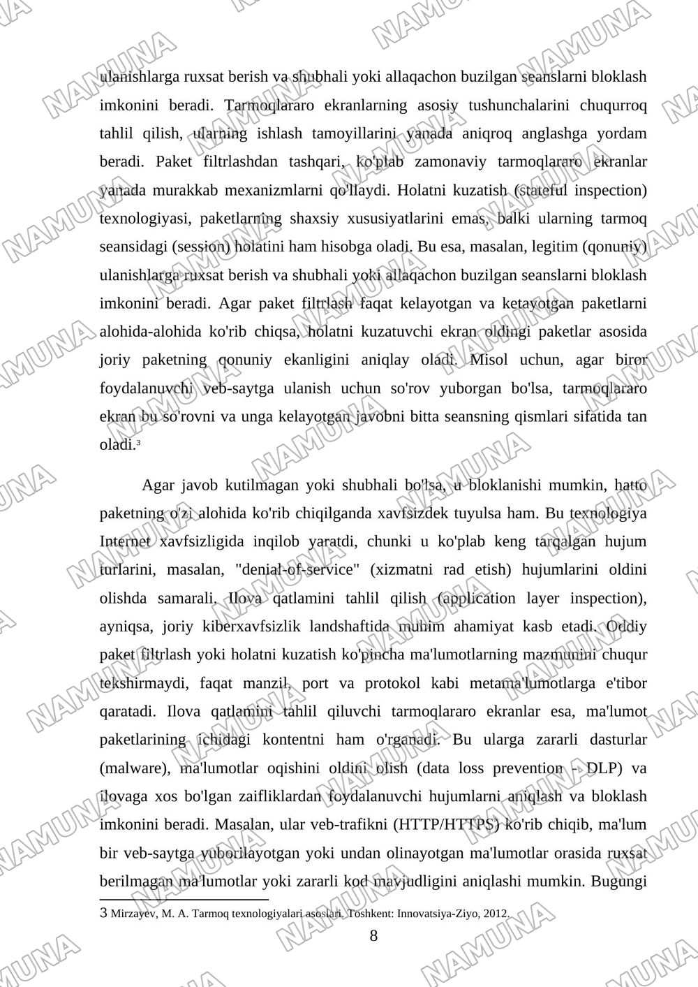 Tarmoqlararo ekranlarning ishlash tamoyillari va ularni sozlash. — kurs ishi, 8-varaq