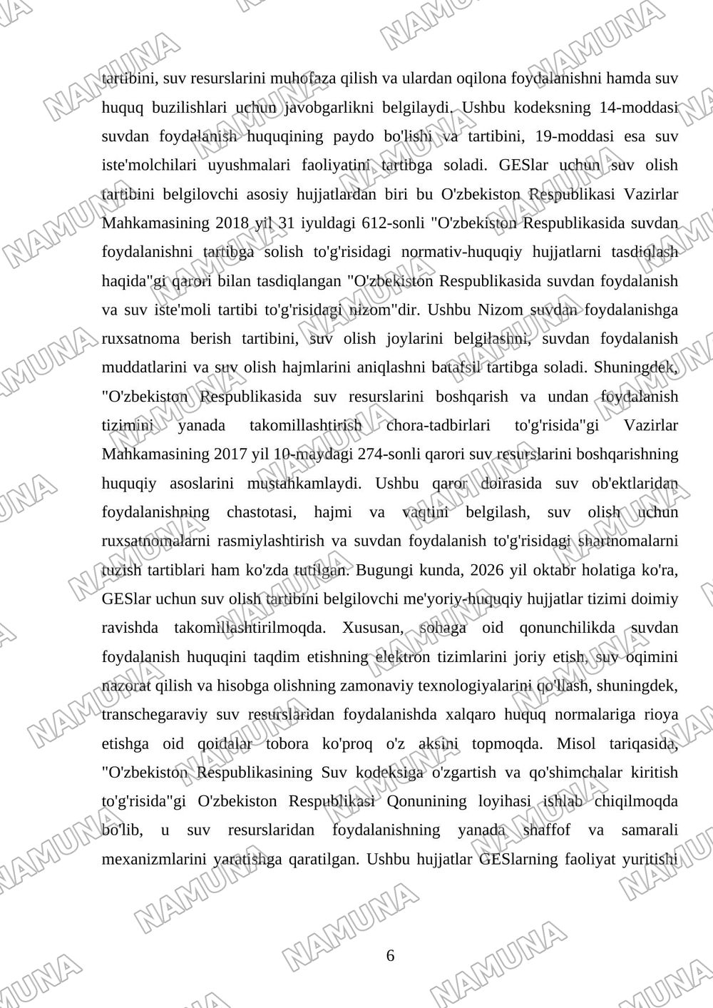 Gidroelektr stansiyalarga suv olish tartibi bo'yicha sxemalarni o'rganish. — mustaqil ish, 6-varaq
