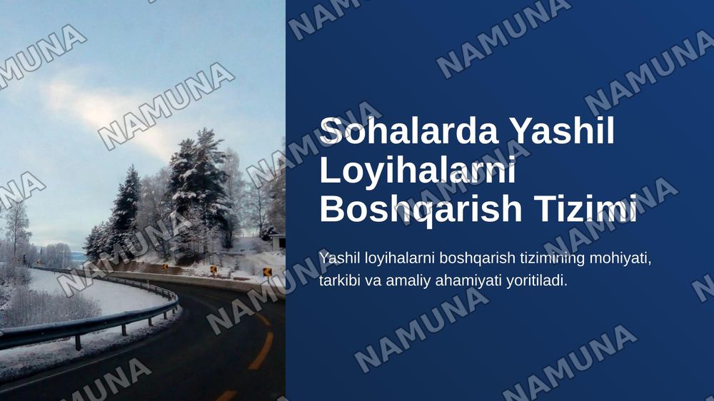 SOHALARDA Y ASHIL
LOYIHALARNI BOSHQARISH
TIZIMI — zamonaviy taqdimot, 1-slayd