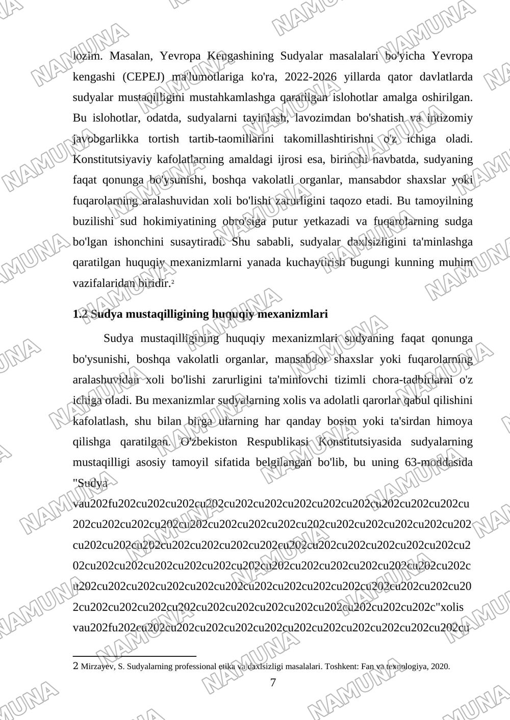 Sudyalarning huquqiy maqomi va daxlsizligi — kurs ishi, 7-varaq
