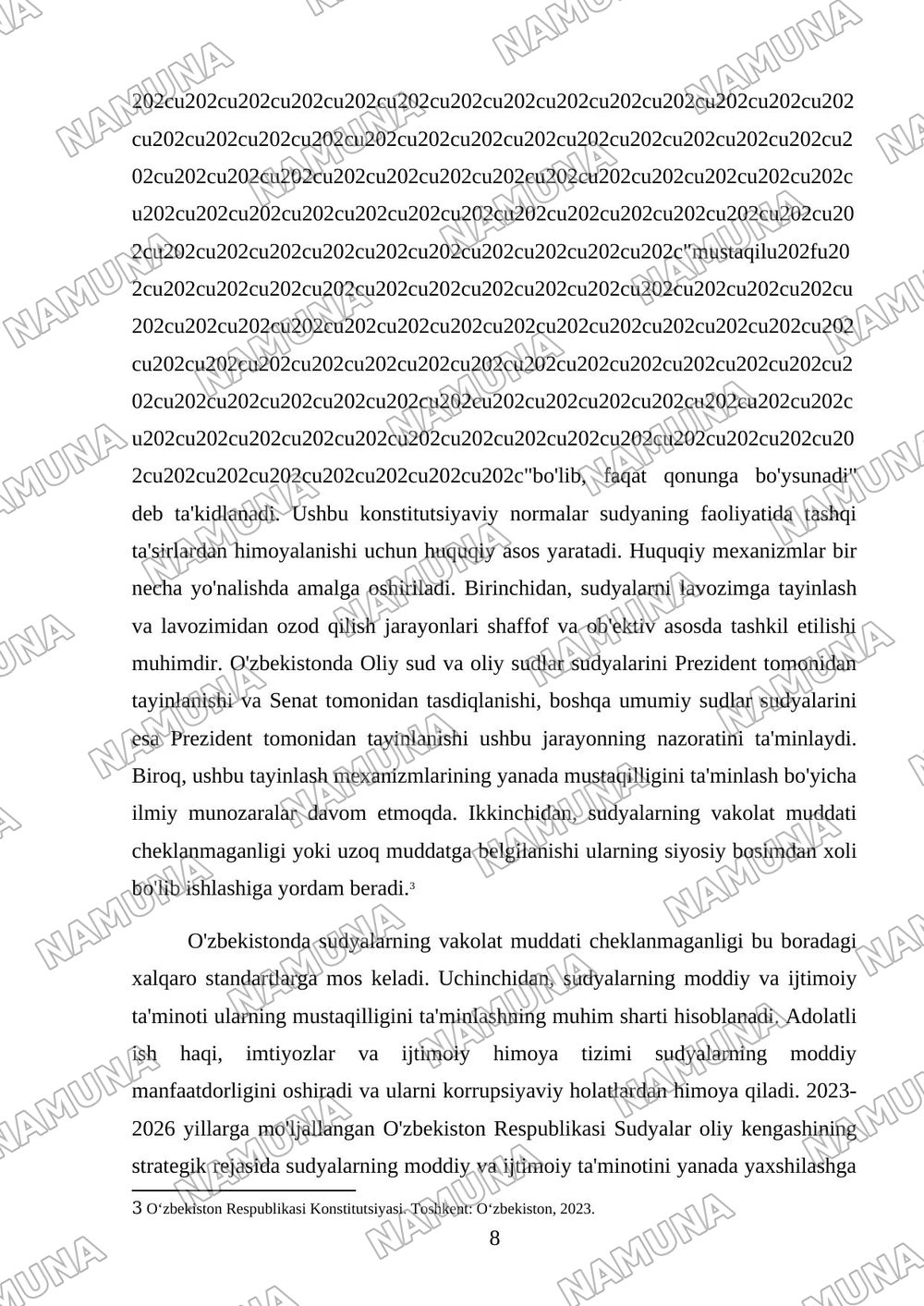 Sudyalarning huquqiy maqomi va daxlsizligi — kurs ishi, 8-varaq