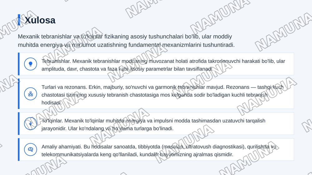 Mexanik tebranishlar va tòlqinlar — zamonaviy taqdimot, 7-slayd