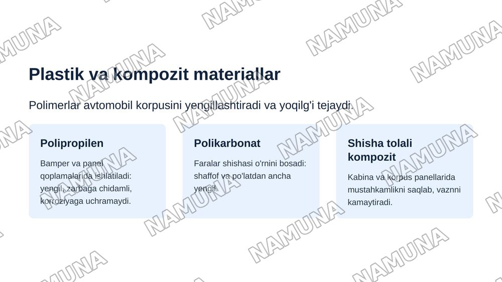 Transport vositalarida ishlatiladigan kimyoviy birikmalar. — zamonaviy taqdimot, 8-slayd