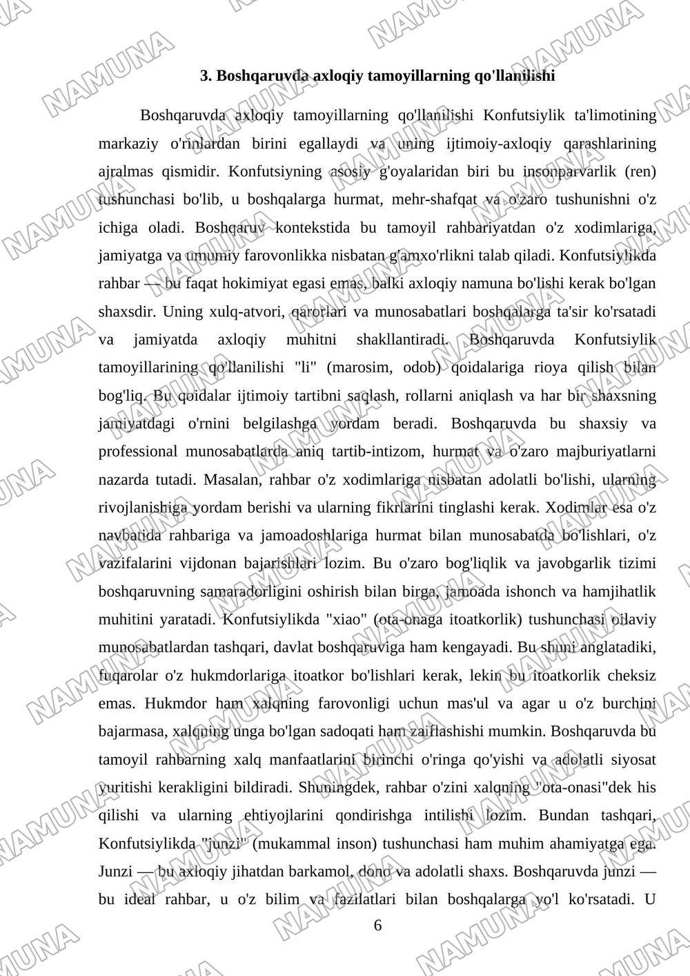 Konfutsiylik ta‘limotida ijtimoiy-axloqiy masalalar — mustaqil ish, 6-varaq